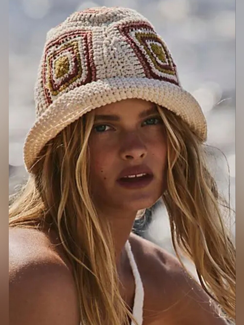 Free People Handmade Crochet Knit Bucket Hat